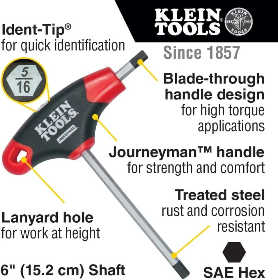 10-Piece T-Handle Hex Key Set, SAE Inch Sizes, 6-Inch Blades - Image 2 of 4