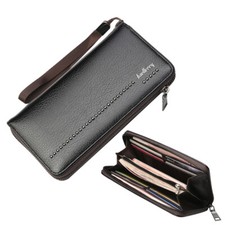 Men's Leather Clutch Bag Large Capacity Zipper Wallet Credit Card Holder Purse