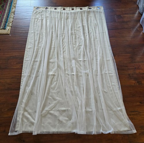 Aurora Home Star Punch Tulle Overlay Blackout Curtain Panel Pair-Tie Back Holder - Picture 5 of 11