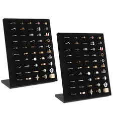 2 Pack Velvet Ring Display Stand, 50 Slots Ring Organizer Jewelry Display Tra...