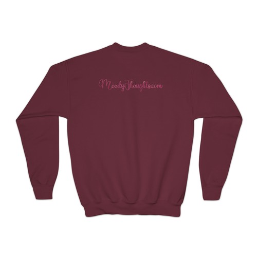 Happy Valentine's Day with Pink Heart Youth Kid's Unisex Crewneck Sweatshirt - Picture 16 of 21