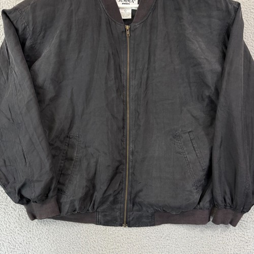 Vintage Summa Silk Bomber Jacket Mens L Black Bomber Full Zip Pocket Casual 80s - Picture 3 of 11
