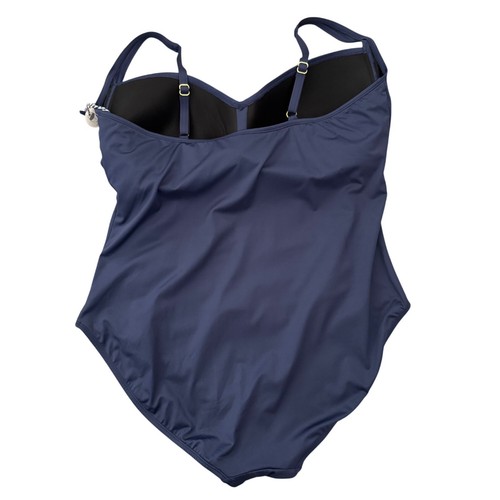 Sonnet Shores Blue Full Coverage Ruched Swimsuit 24W 3X Modest Bathing Suit - Picture 5 of 9