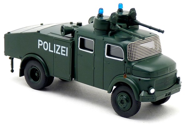 Brekina 47180 - Mb Mercedes La 1113 Wasserwerfer Polizei Dunkel GrüN Lkw 1:87 H0-image