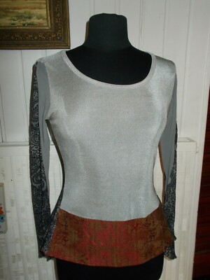 TOP Langarmshirt beige Stretch Schleierärmel SAVE THE QUEEN L 38/40 