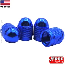 4X ALUMINUM BULLET STYLE TIRE/RIM VALVE/WHEEL AIR PORT COVER STEMS CAP/CAPS BLUE