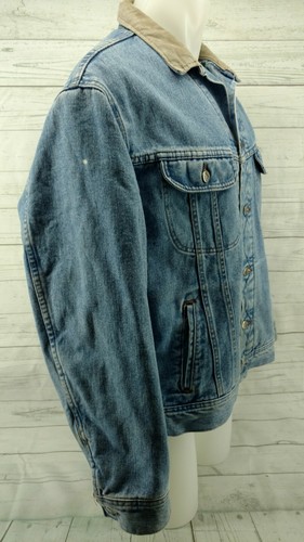 Distress Lee Riveted Men's Jacket Trucker Denim Blanket Lined Vintage XL REG #2 - Picture 4 of 11