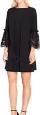 20W black lace shift dress bell sleeve Tahari Arthur Levine
