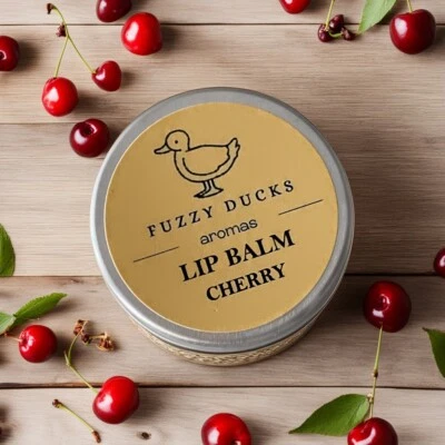 Cherry Fuzzy Ducks Aromas Lip Balm Handmade & Natural 15g Tin