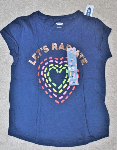 Old Navy Girls' Navy Blue Let's Radiate Short Sleeves Graphic T-Shirt - Size 5T