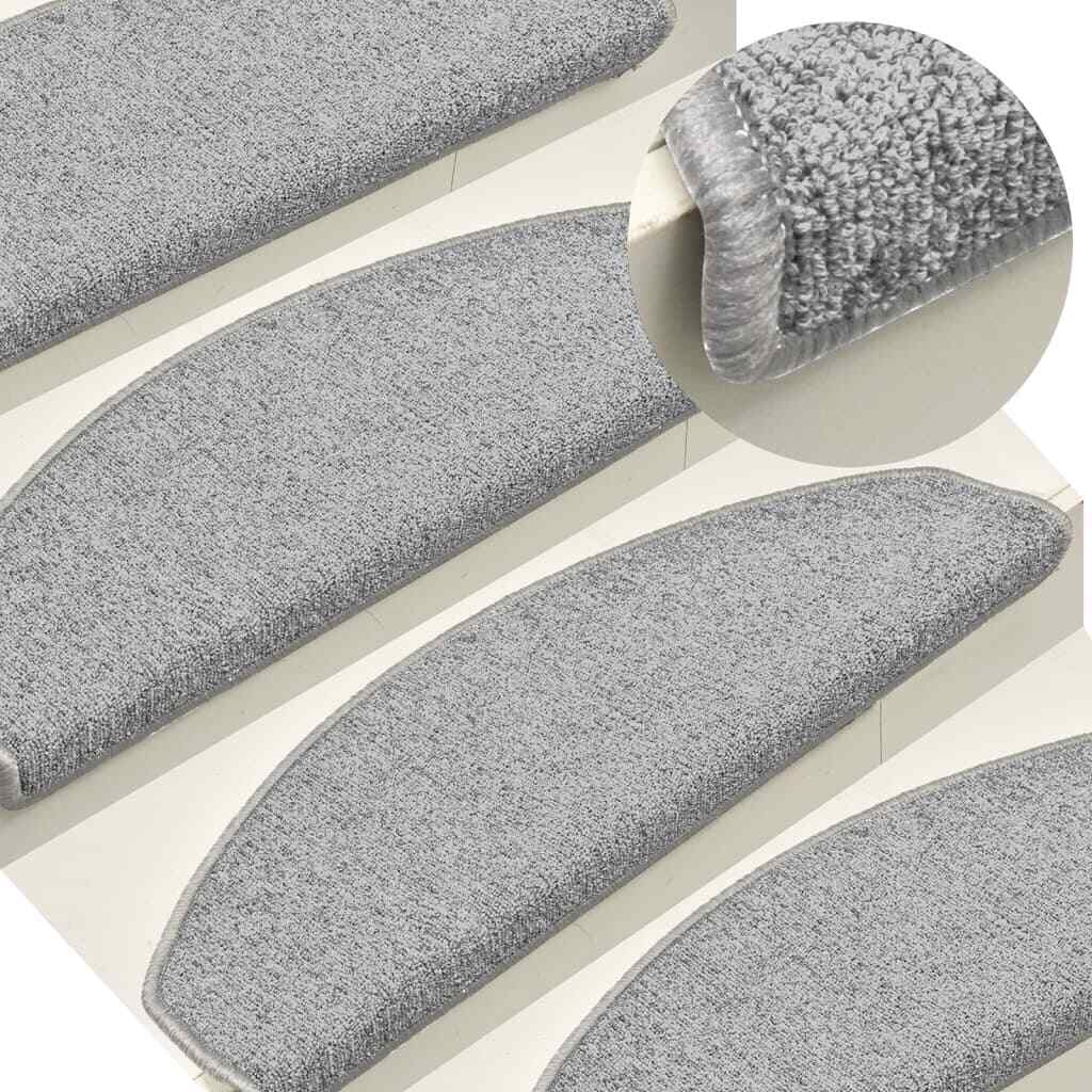 vidaXL Carpet Stair Treads 15 pcs Light Grey 65x24x4 cm