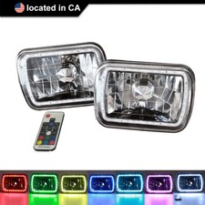 7x6 Rgb Color Change White Red Blue Green Halo Angel Eye Led Headlights Lamps