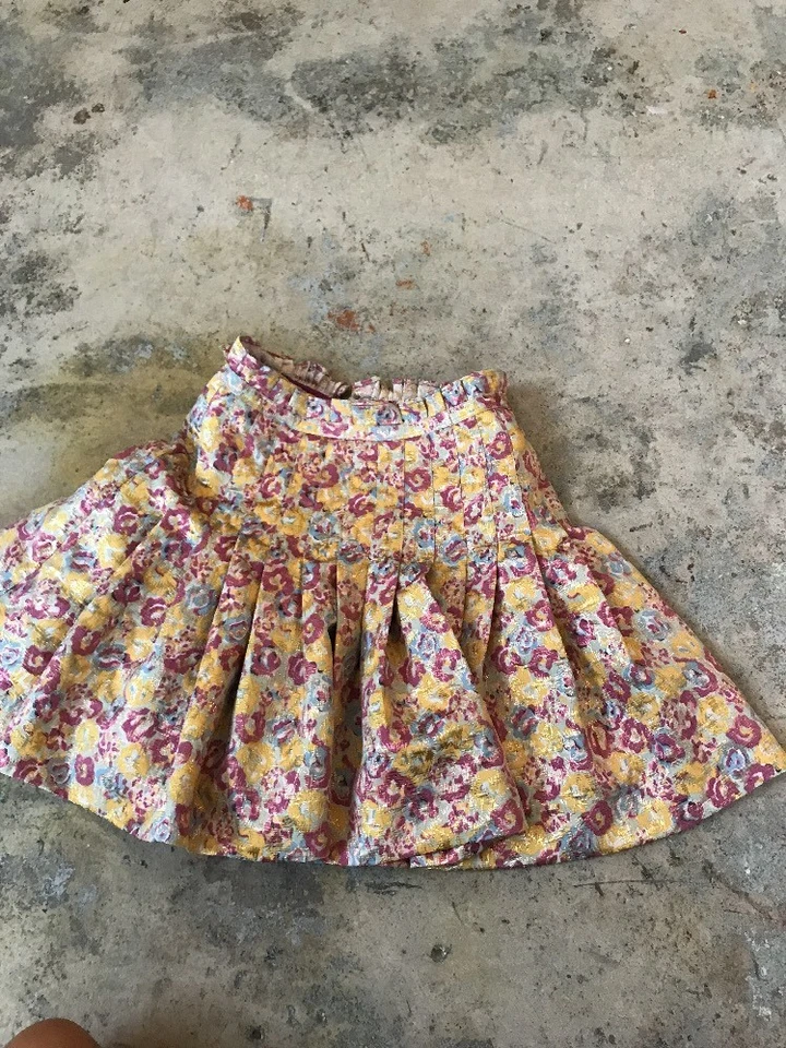 Falda Brocado Zac Posen para Target Oro Rosa Metálica Floral Plisada Pequeña Foto 2 de 4