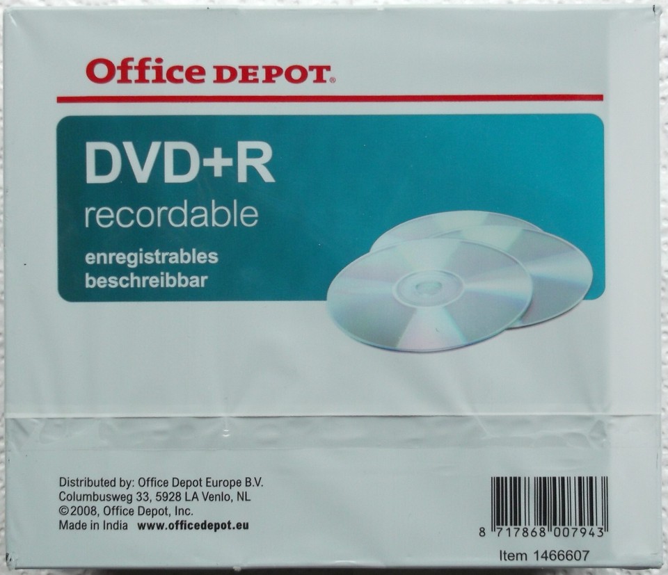 Office DEPOT DVD+R 4.7GB 16x 120Min Recordable Discs 10 in Slimline ...