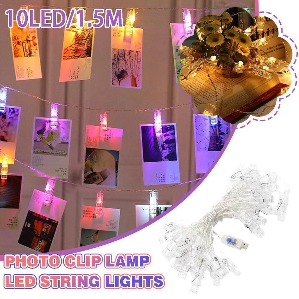 1.5M 10LED String Lights Photo Clip Fairy Lights Garland N0I3 Christmas R1H0 - Image 2 of 4