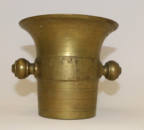 Bronze Messing Mörser um 1800 mit original Stößel, Pistill, Zwei Henkel 1673 g. - Picture 5 of 12