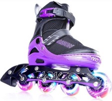 Papaison Inline Skates Full Light Up Wheels Purple Adjustable