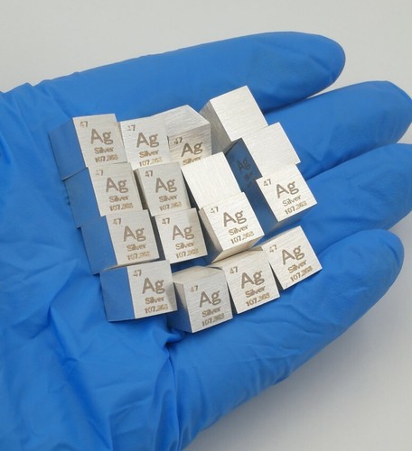 Cubo argento metallo 99,99% puro cubo densità Ag raccolta elementi 10 mm - Foto 11 di 16