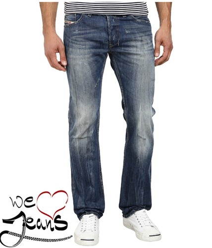 Man Mens Jeans Distressed Blue 