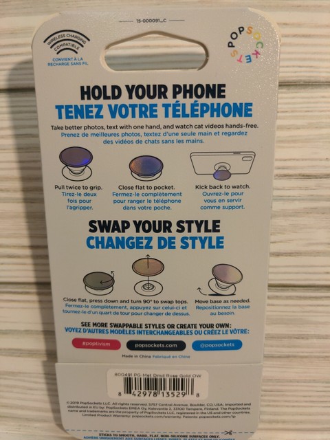PopSockets Metallic Rose Gold Diamond Popgrip PopSocket Swappable Top ...