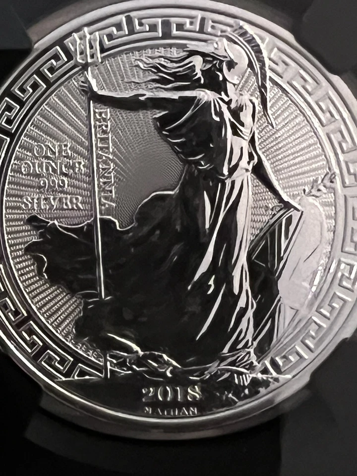 2018 1oz .999 SILVER UK. BRITANNIA ORIENTAL BORDER NGC MS 70  FDI. ONLY 27 MS70. - Image 3 of 4