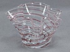 Vintage MMA Pairpoint Hand Blown Zanfirico Filigrana Fazzoletto Glass Vase Bowl