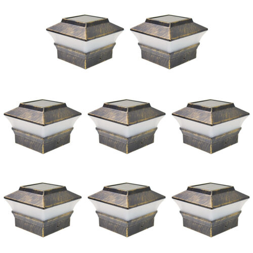 8 Black Bronze Brown White 4 x 4 Solar Post Lights Outdoor Deck Cap Fence Vinyl - Picture 11 of 21