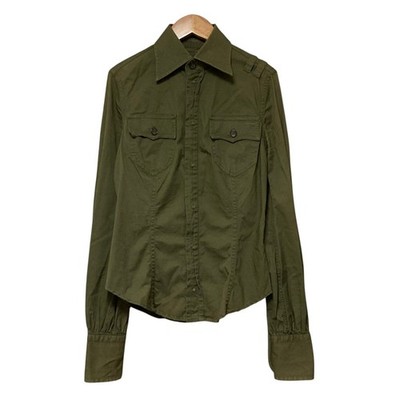 DSQUARED2 Stretch Long Sleeve Work Shirt, Size 42, Khaki mens USED
