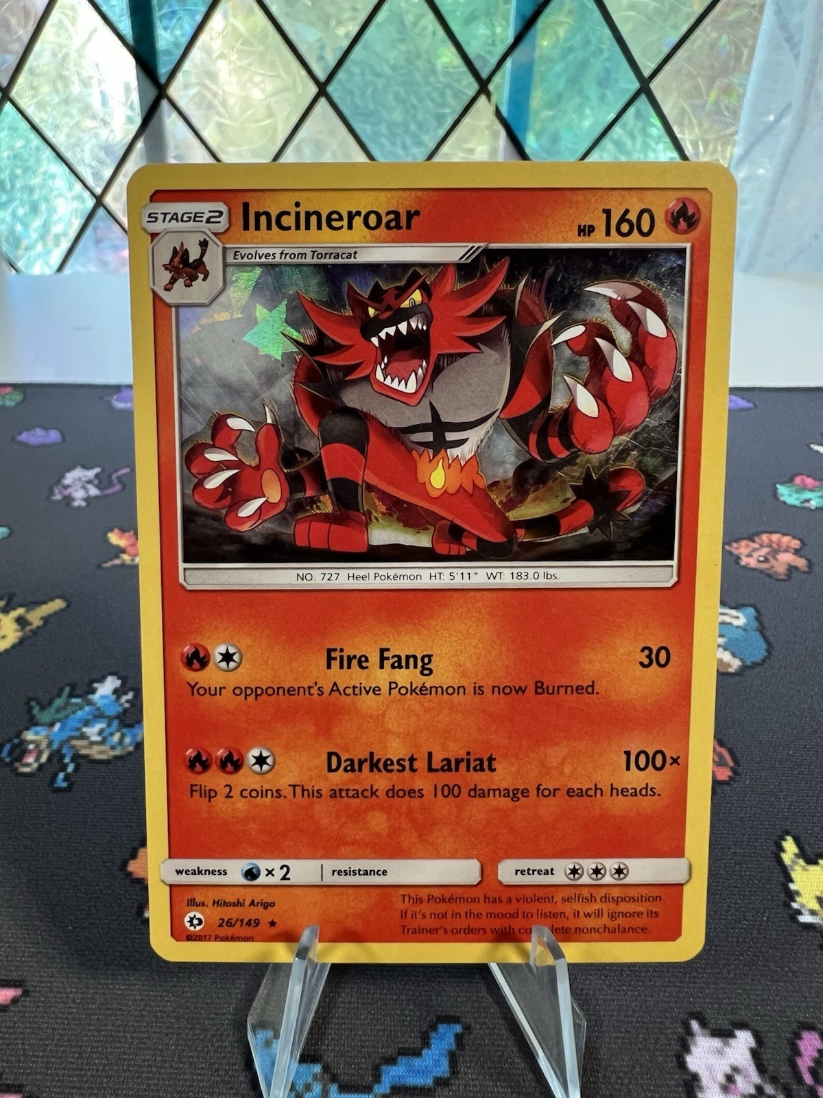 Incineroar #26 Cracked Ice Holo Sun & Moon Deck Exclusi Pokemon Card 2017 26/149