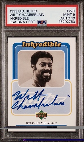 Upper Deck 1999 U.D. Retro Inkredible Wilt Chamberlain Auto PSA 9 / 10