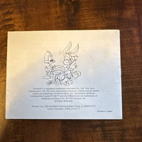 Konami Tiny Toon Adventures Instruction Booklet Nintendo NES English Original