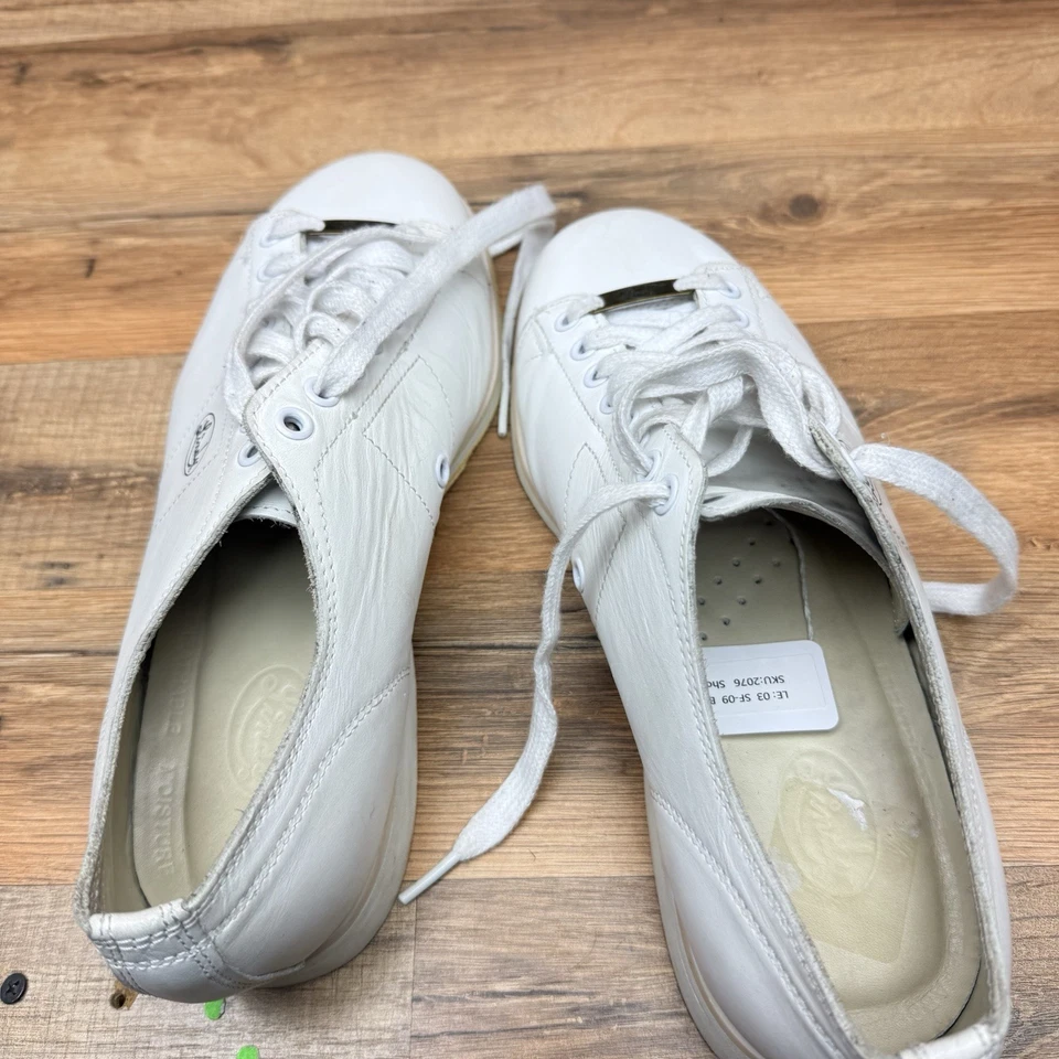 Tênis de boliche vintage Linds clássico feminino tamanho 9 couro branco mão direita - Imagem 4 de 4