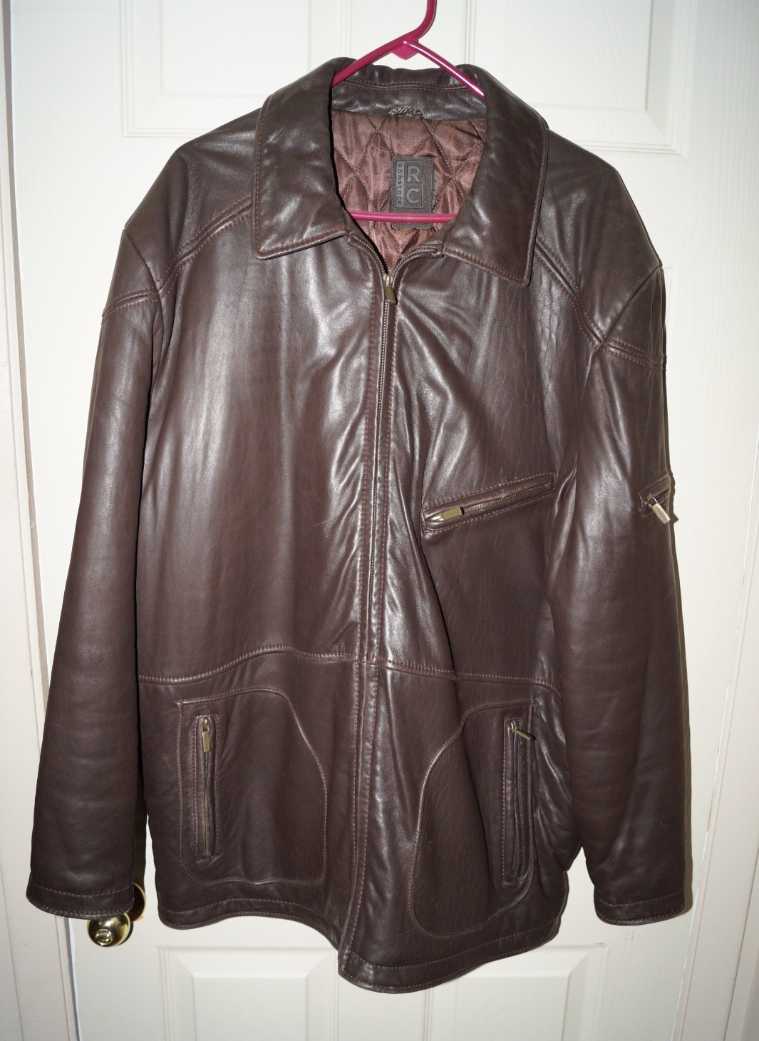 Robert Comstock Leather Lined Jacket Coat Brown C… - image 2