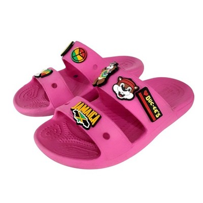 Crocs Classic Slide Sandals Hot Pink Girls 13 Water Shoes Bucees Jibbitz Charms