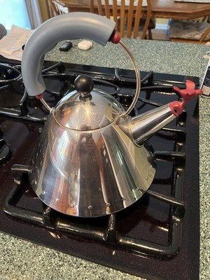 Alessi 9093 Michael Graves Kettle with Bird Whistle, Blue Handle