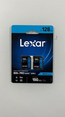 Lexar 128GB 800x PRO SDXC UHS-I Card 2-Pack 150MB/s V30 4K Video Blue Series New