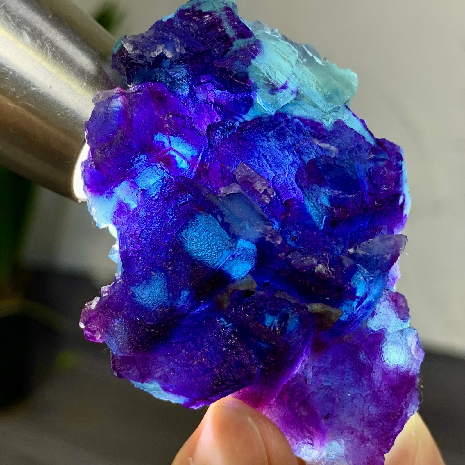 85G Rare Purple Blue Cubic Fluorite Crystal Specimen from Zhejiang China