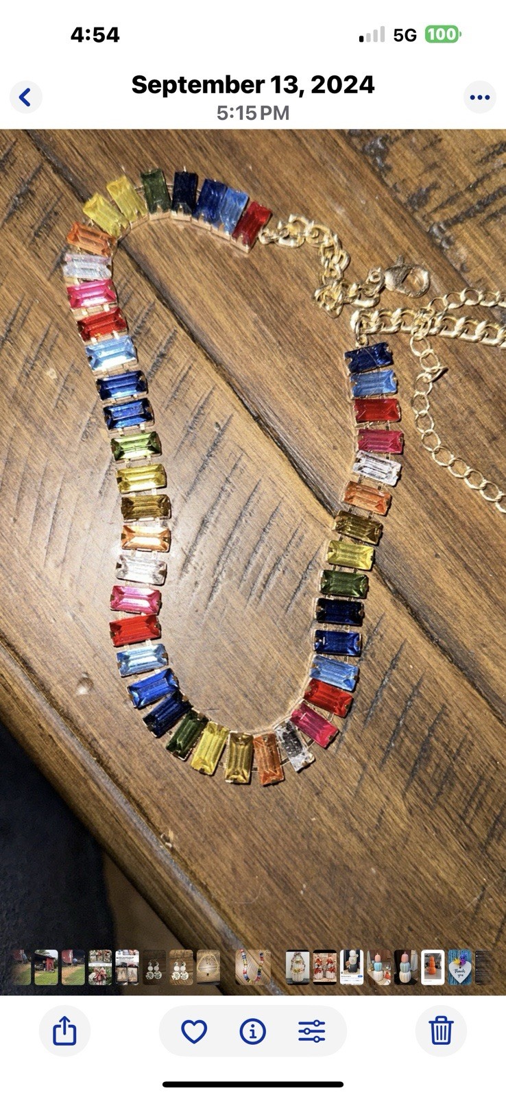 Plunder Multicolor Necklace Rectangle Stones Stat… - image 1