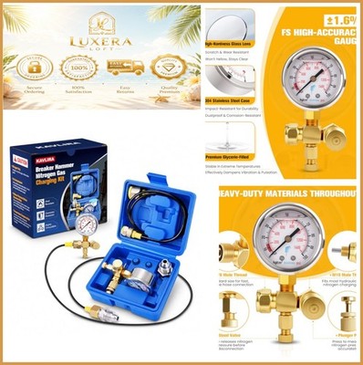 Hydraulic Pressure Test Kit Nitrogen Charging for Breaker Hammer 1400 PSI Gauge
