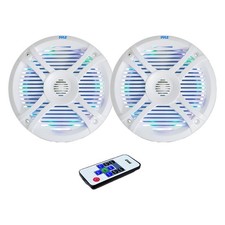 New Pair PLMRX68LEW 6.5" Marine waterproof Stereo Speakers W/LED Lights  Remote