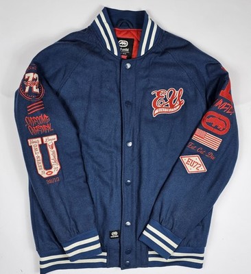 Ecko Unltd Varsity Collegejacke Herren Gr. L Blau Rot Baseball Jacke
