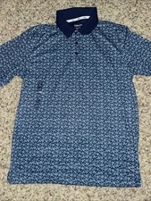 New Small Men's Walter Hagen Golf Performance 11 Golf Polo Blue Floral Pattern