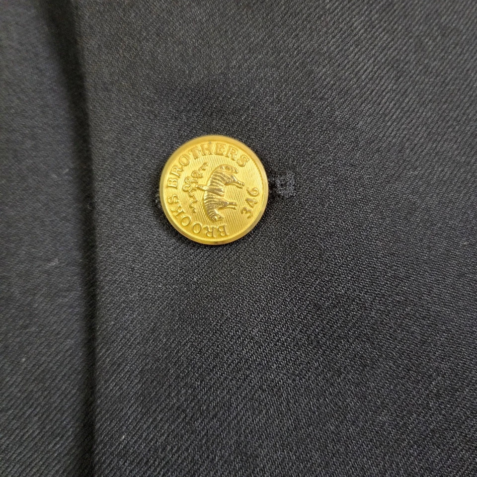 Brooks Brothers 346 Mens Wool Cashmere Blazer Size 40R Black Gold Buttons Career - Image 4 of 4