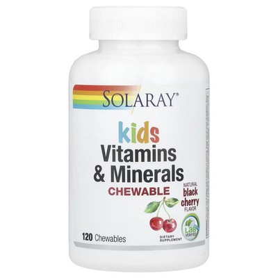 2 X Solaray, Kids Vitamins & Minerals, Chewable, Natural Black Cherr-Worldwide