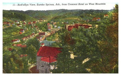 Eureka Springs, Arkansas - Bird's-Eye View From Crescent Hotel Postcard