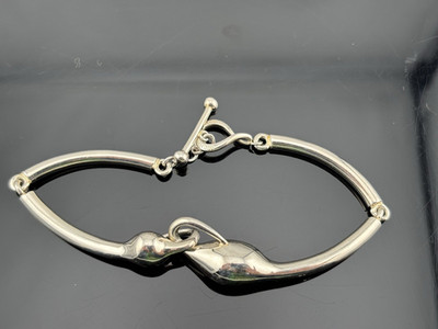 Michael Dawkins Sterling Silver Bar Link Bracelet Horse Bit Style 7.75'' Toggle