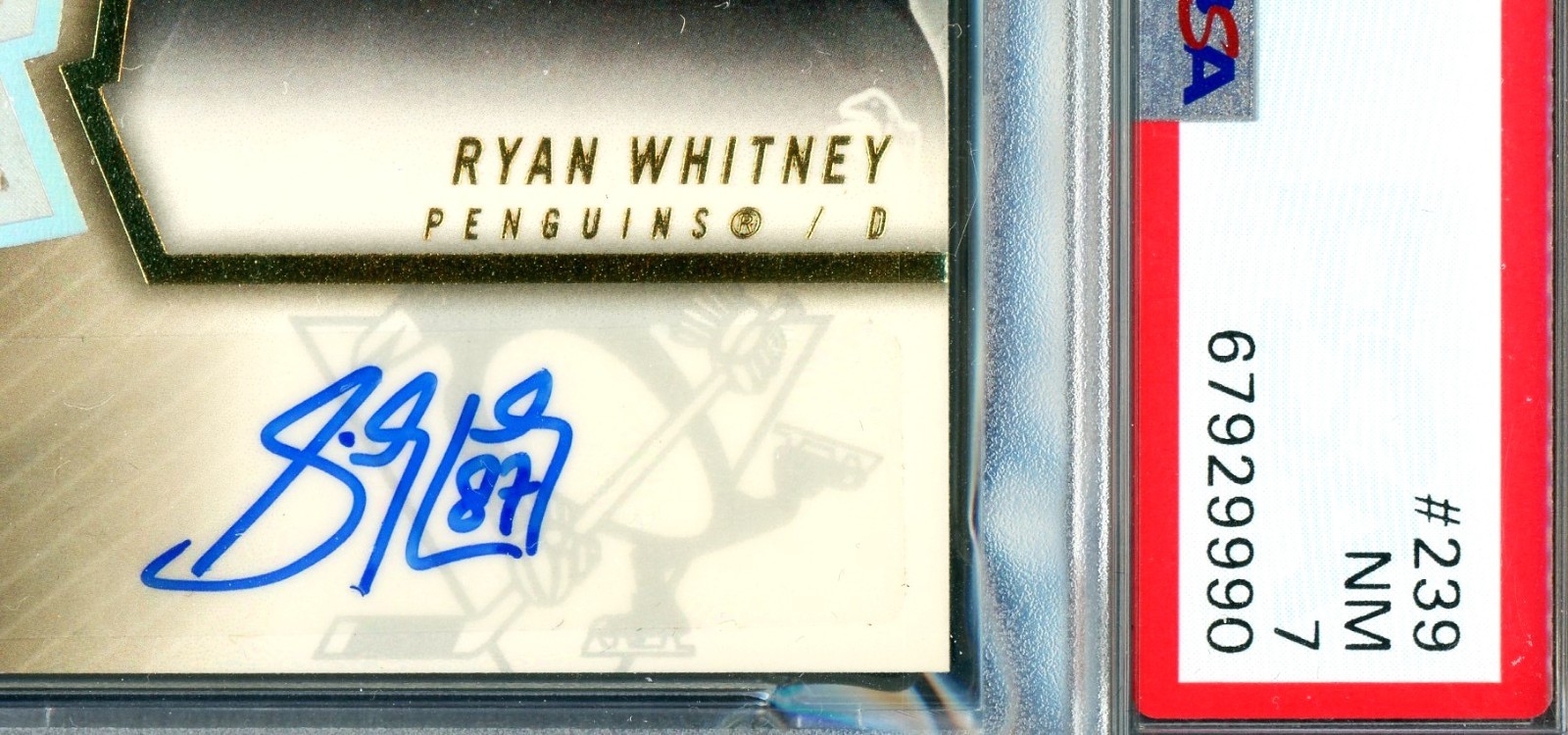 SIDNEY CROSBY 2005 AUTO ERROR (Crosby Auto on Ryan Whitney Rookie Card RC) PSA view 2