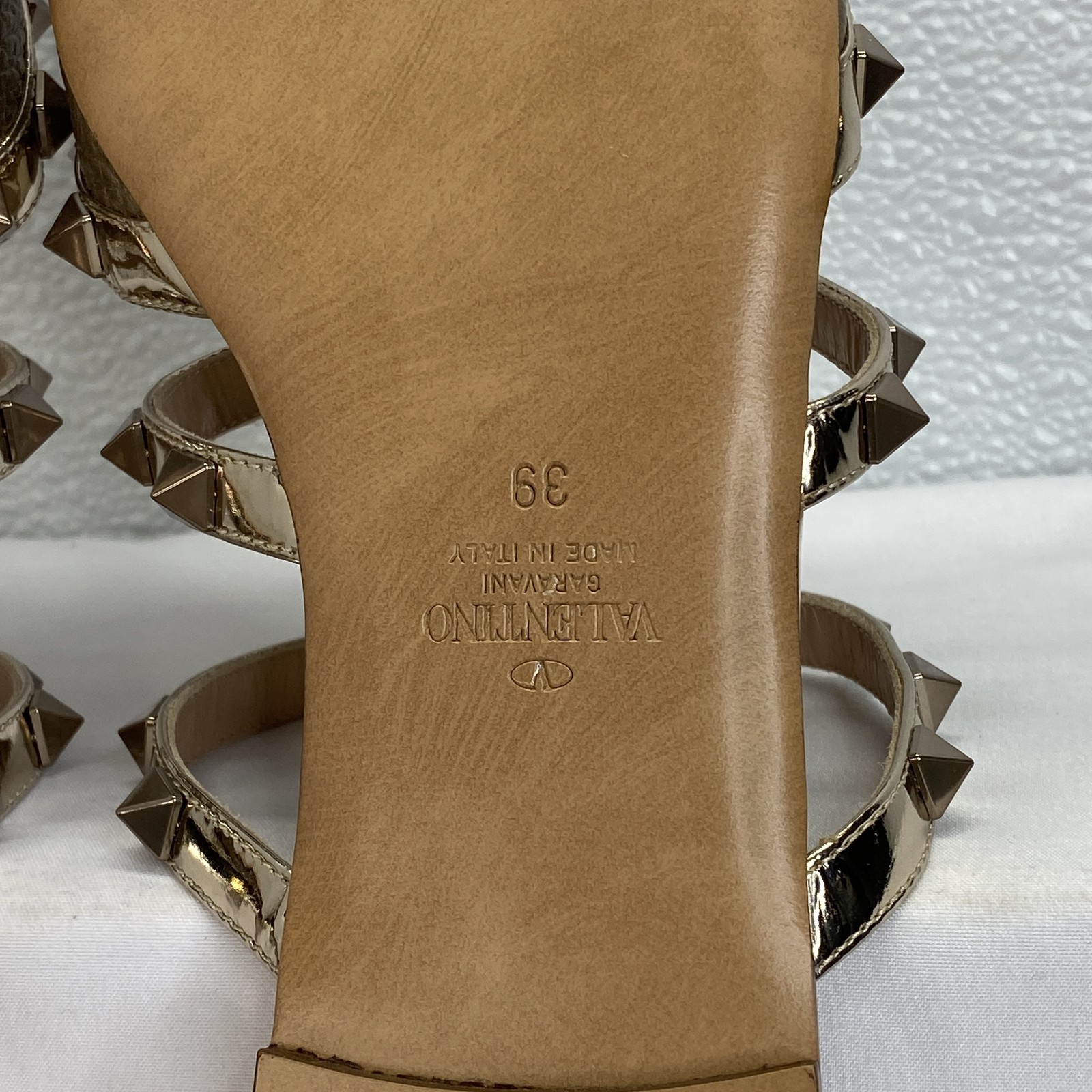 Valentino Garavani Rockstud Leather Mules Women's Size 9 Beige Slip On Flats thumbnail 7