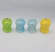 Lot of 4 Vintage Lion Ceramic Macrame Beads