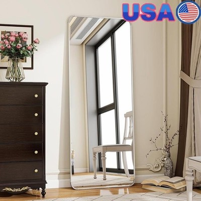 Full Length Silver Mirror Leaning/Hanging Rounded Corner Bedroom Dressing Room